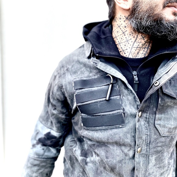 Vintage Other - 🦊 FOX & VIXEN || HANDMADE VINTAGE || Black Waxed Acid-washed Long Sleeve Jacket